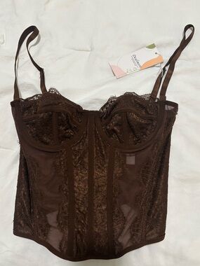 Cami Lace Bralette in Rich Chocolate Brown - XS by Salmore